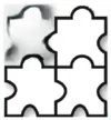 Puzzle-Teile in schwarz-weiß