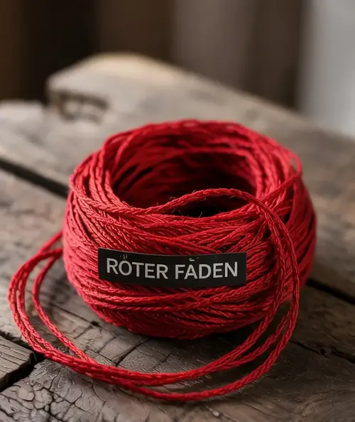 Ein Woll-Knäuel mit rotem Faden